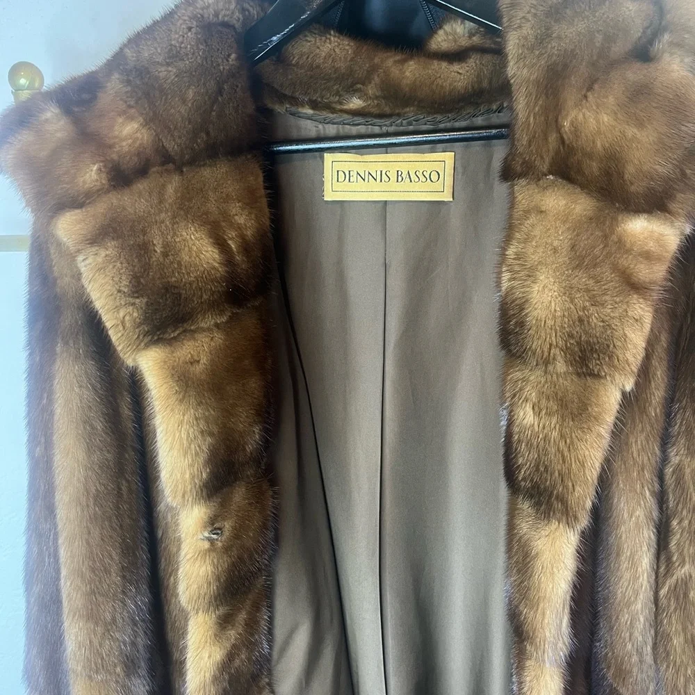 DENNIS BASSO Real Fur Full Length Hooded Fur Coat - Picture 7 of 11